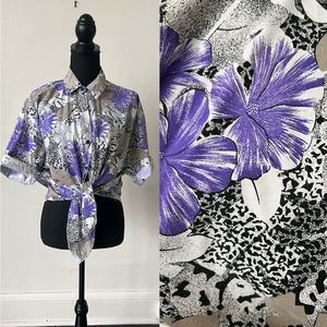 Vintage Hawaiian Floral and Leopard Print Shirt